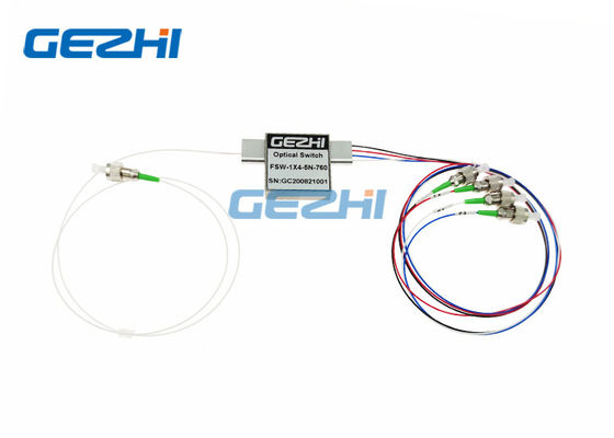 Görünür Işık 760nm 1x4 Fiber Optik Anahtarlar FC / APC Konektörü