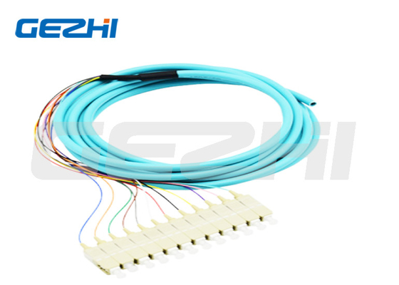 satın al 12 çekirdek Fiber Optic Pigtail SC PC Multimode OM3 Dağıtım Optik Pigtails 0.9mm Veri iletisi için online manufacture