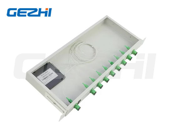 1U 19 Inch Rack Mount PLC Splitter FTTH FTTB FTTX PON CATV için düşük ekleme kaybı ile