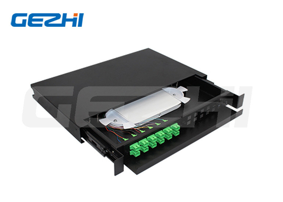 LCUPC SCUPC 1U ODF Optik Dağıtım Çerçeve Kaydırılabilir 24 çekirdekli Fiber Optic Box