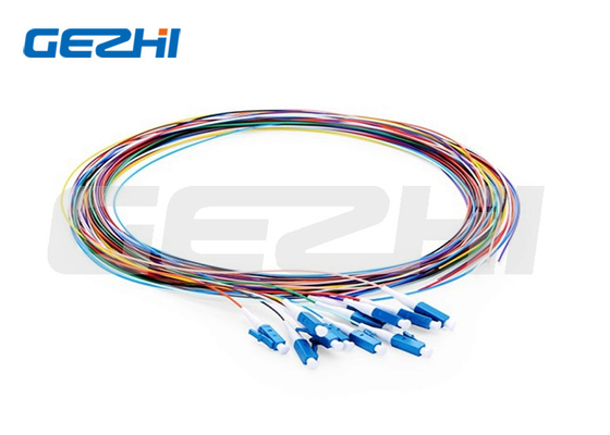1m (3ft) LC UPC Fiber Optic Pigtail 12 Fiber OS2 Tek Mod Çamaşırsız Renk Kodlu PVC (OFNR) 0.9mm